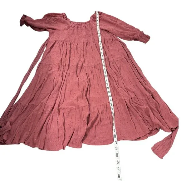 Lapis & Lillies Cottage Dress Women's Size Large Pink Midi Length Smocking JCD - Picture 6 of 9